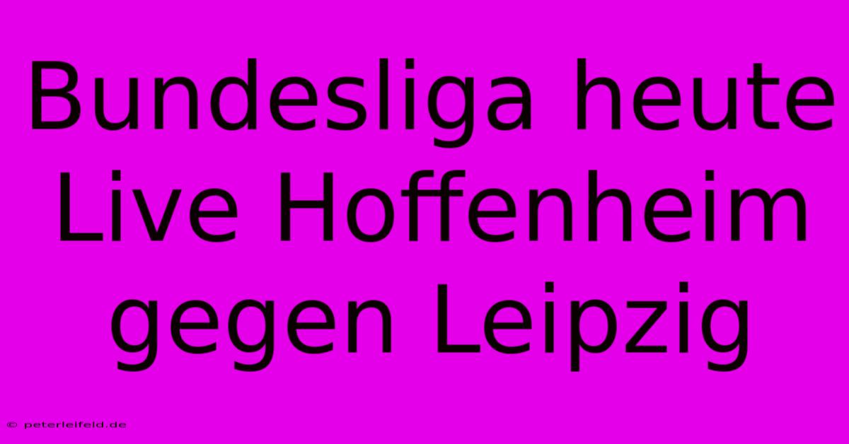 Bundesliga Heute Live Hoffenheim Gegen Leipzig