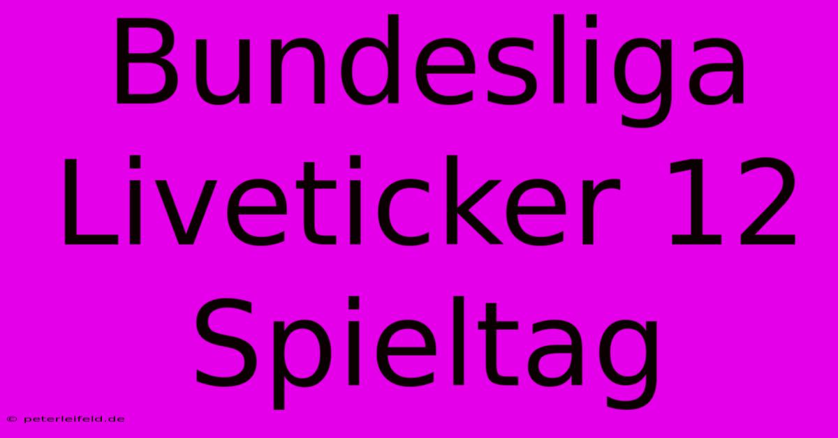 Bundesliga Liveticker 12 Spieltag