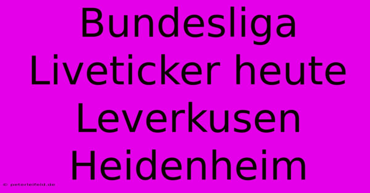 Bundesliga Liveticker Heute Leverkusen Heidenheim