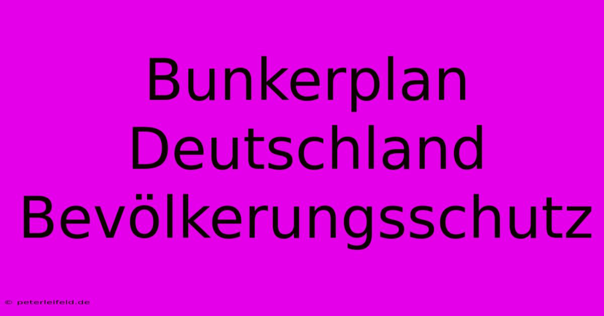 Bunkerplan Deutschland Bevölkerungsschutz