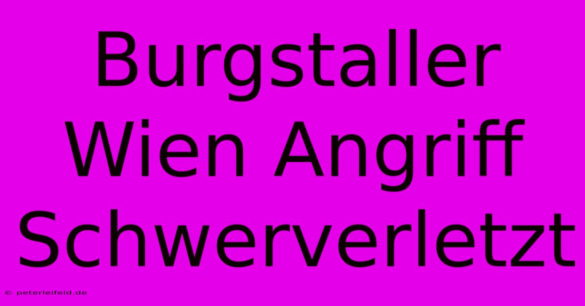 Burgstaller Wien Angriff Schwerverletzt