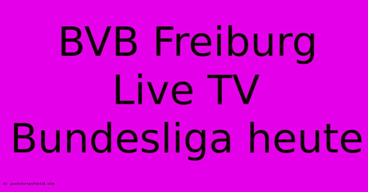 BVB Freiburg Live TV Bundesliga Heute