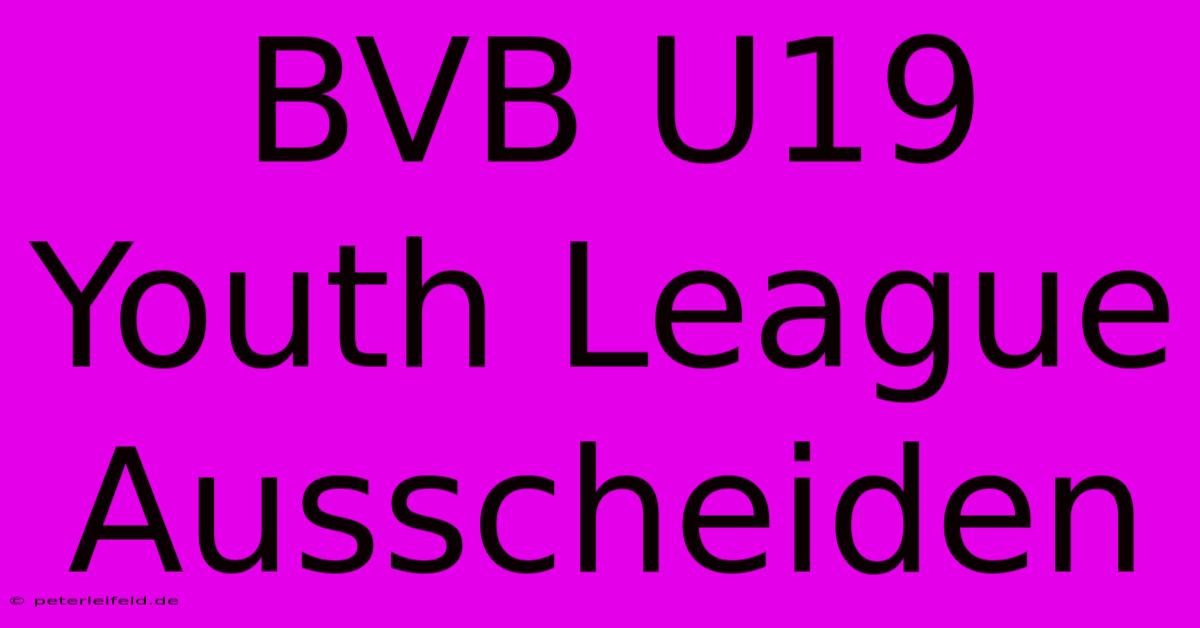 BVB U19 Youth League Ausscheiden