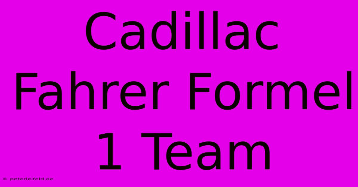 Cadillac Fahrer Formel 1 Team