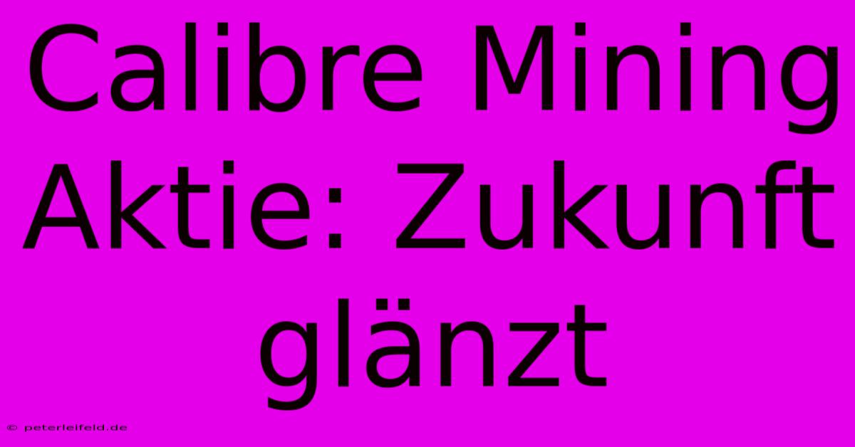 Calibre Mining Aktie: Zukunft Glänzt