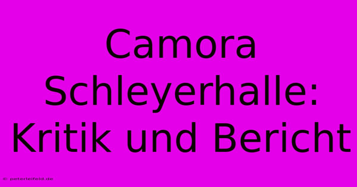 Camora Schleyerhalle: Kritik Und Bericht