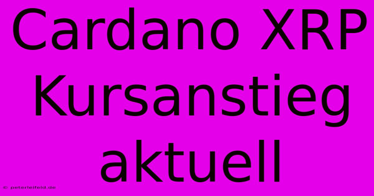 Cardano XRP Kursanstieg Aktuell