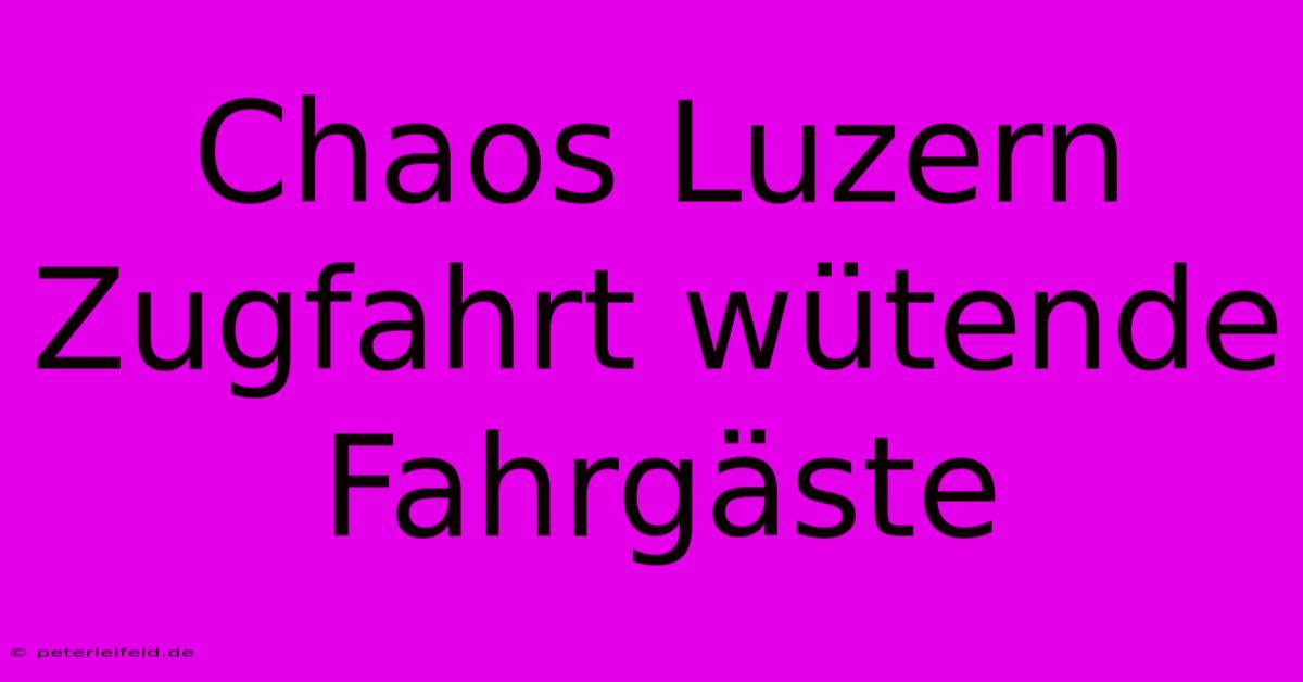 Chaos Luzern Zugfahrt Wütende Fahrgäste