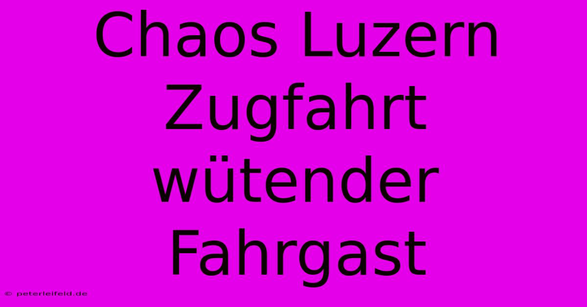 Chaos Luzern Zugfahrt Wütender Fahrgast