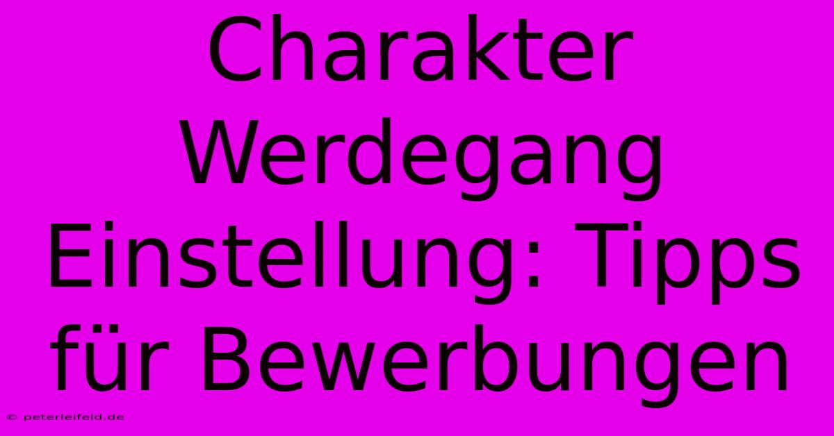 Charakter Werdegang Einstellung: Tipps Für Bewerbungen