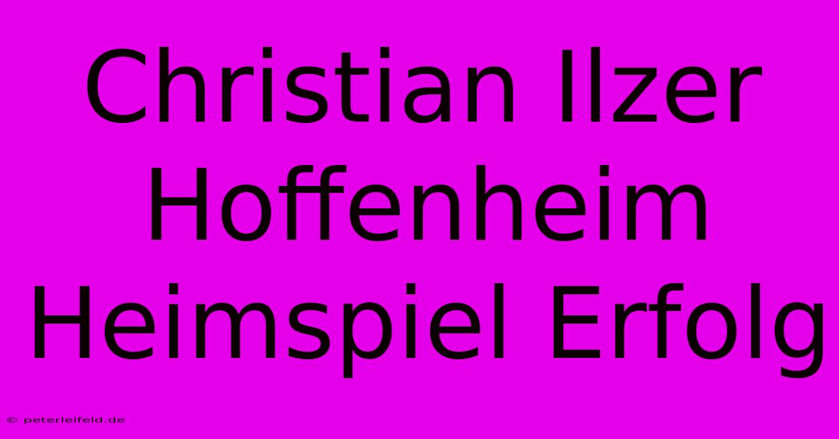 Christian Ilzer Hoffenheim Heimspiel Erfolg