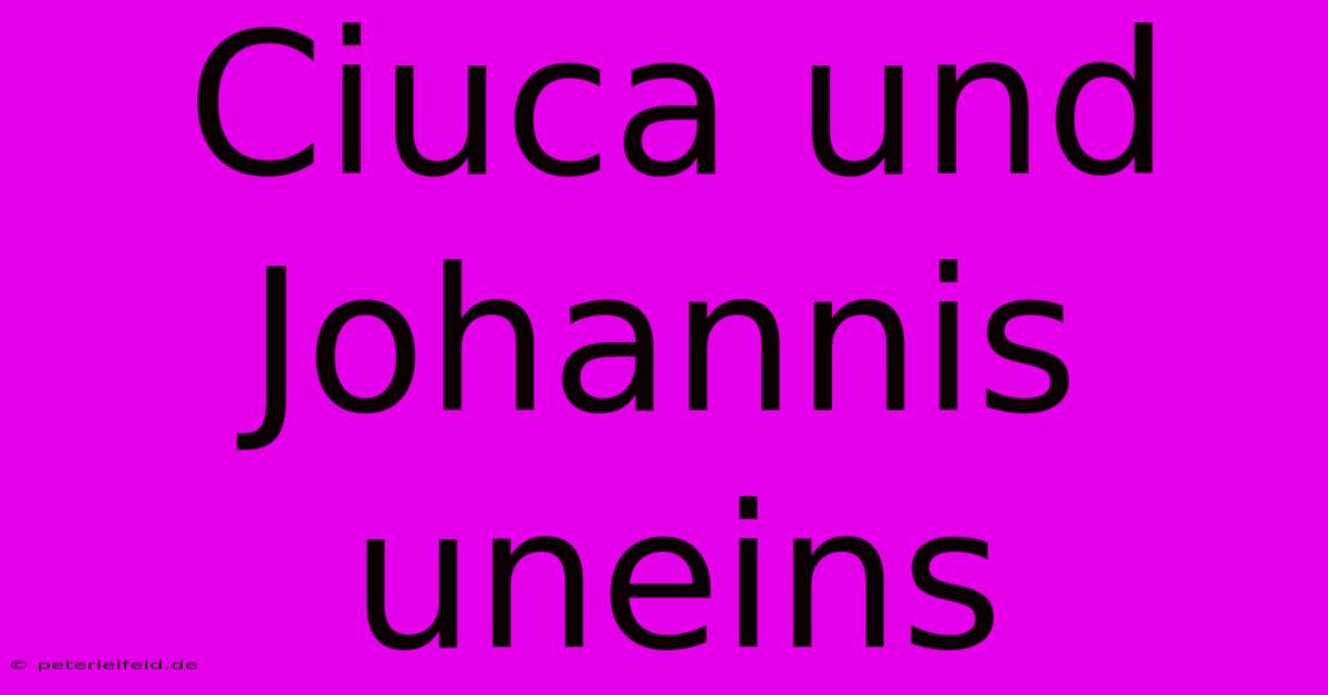 Ciuca Und Johannis Uneins