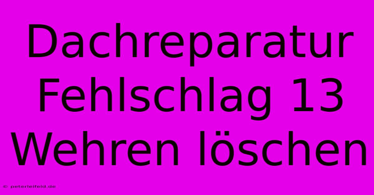 Dachreparatur Fehlschlag 13 Wehren Löschen