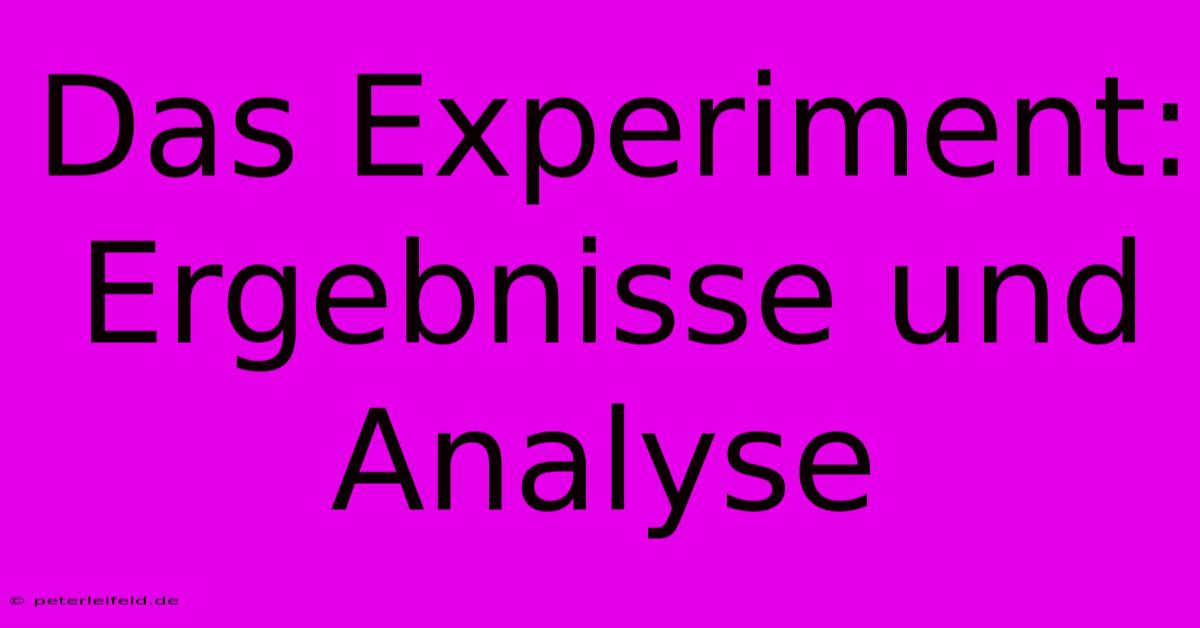 Das Experiment: Ergebnisse Und Analyse