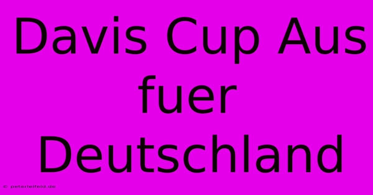 Davis Cup Aus Fuer Deutschland