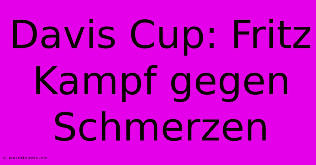 Davis Cup: Fritz Kampf Gegen Schmerzen