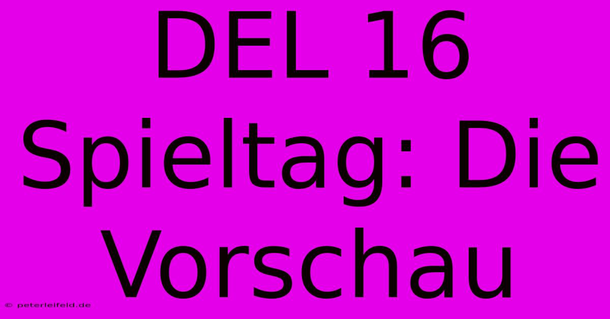 DEL 16 Spieltag: Die Vorschau