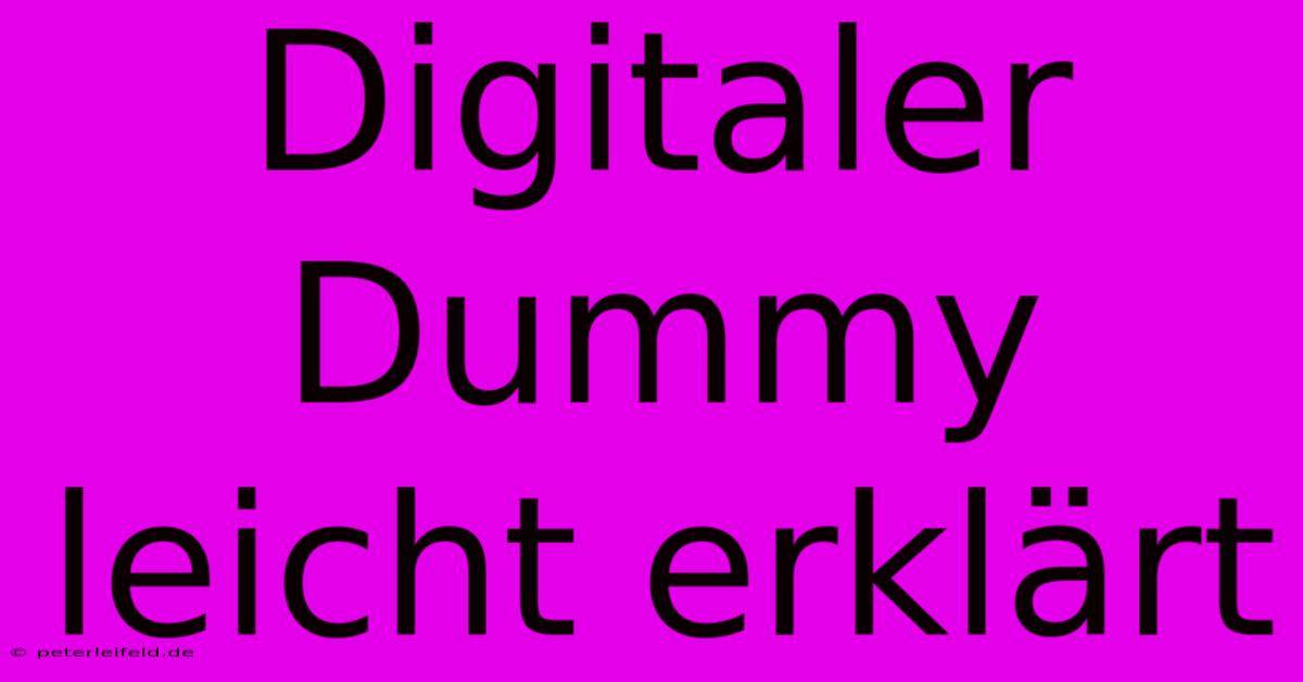 Digitaler Dummy Leicht Erklärt