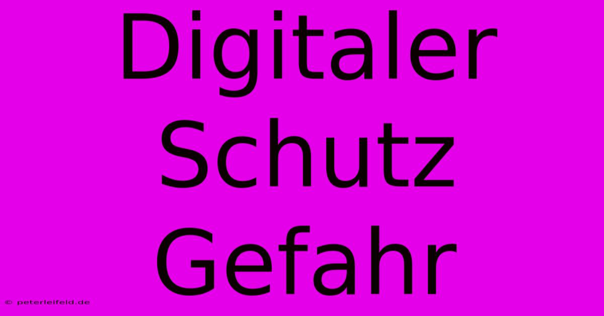 Digitaler Schutz Gefahr