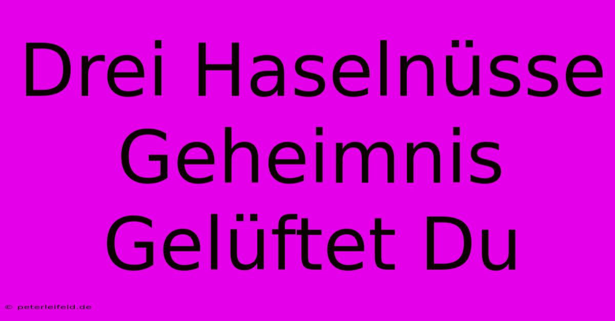 Drei Haselnüsse Geheimnis Gelüftet Du