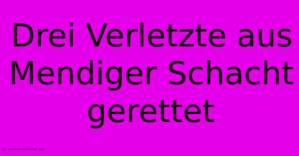 Drei Verletzte Aus Mendiger Schacht Gerettet