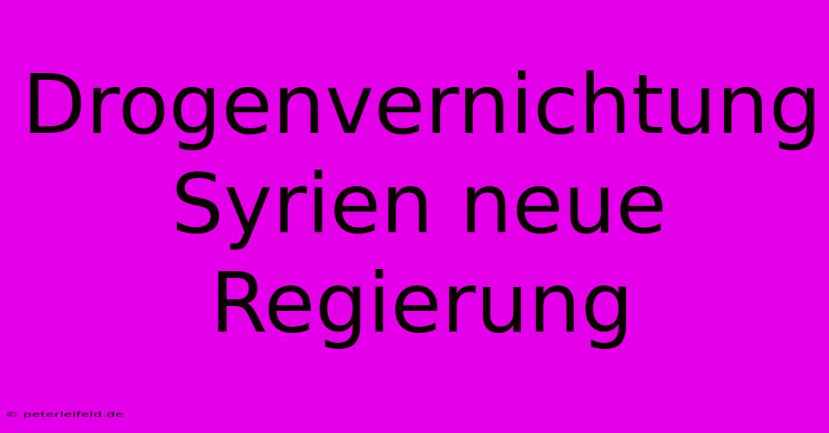 Drogenvernichtung Syrien Neue Regierung