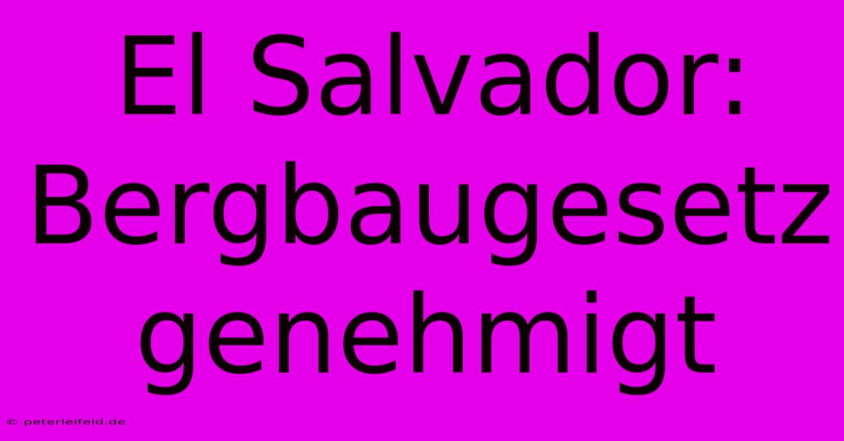 El Salvador:  Bergbaugesetz Genehmigt