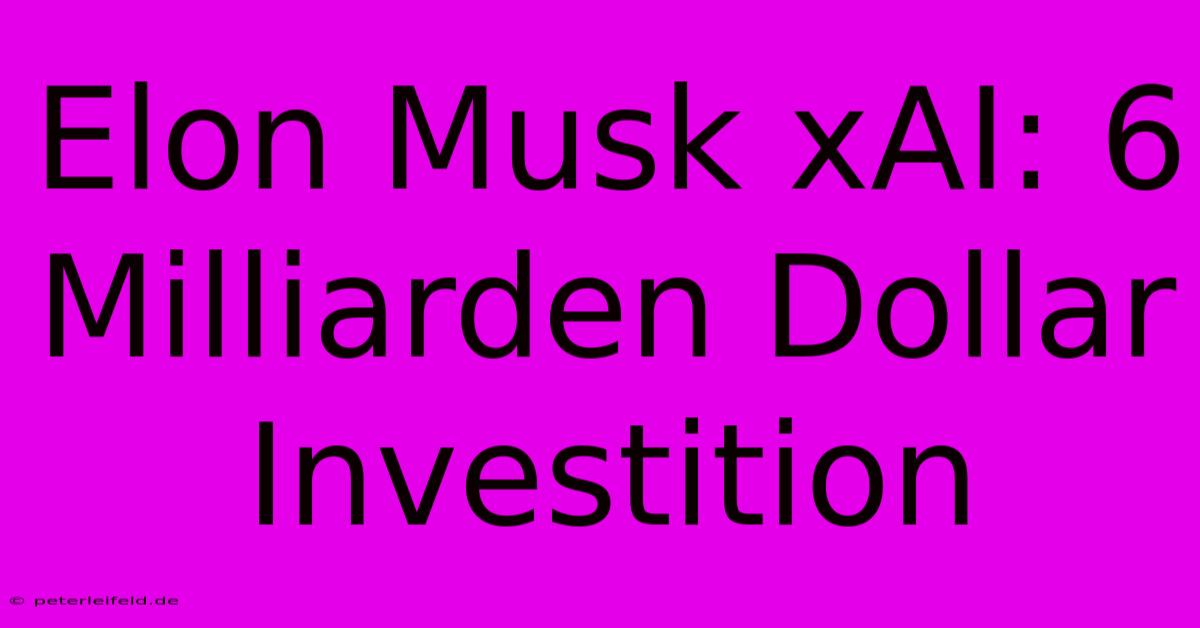 Elon Musk XAI: 6 Milliarden Dollar Investition