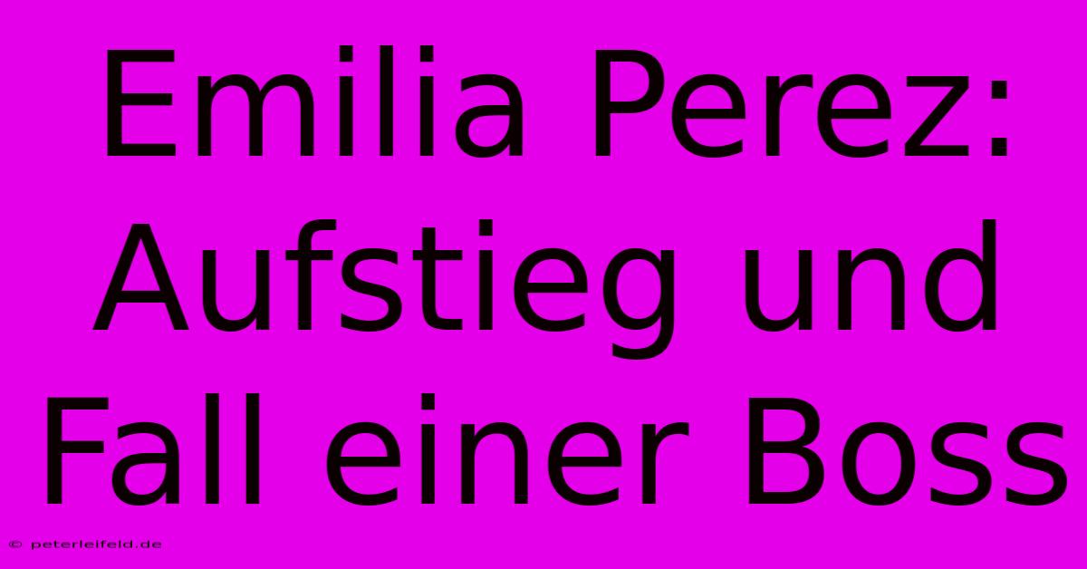 Emilia Perez: Aufstieg Und Fall Einer Boss