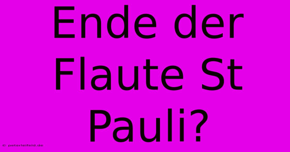 Ende Der Flaute St Pauli?