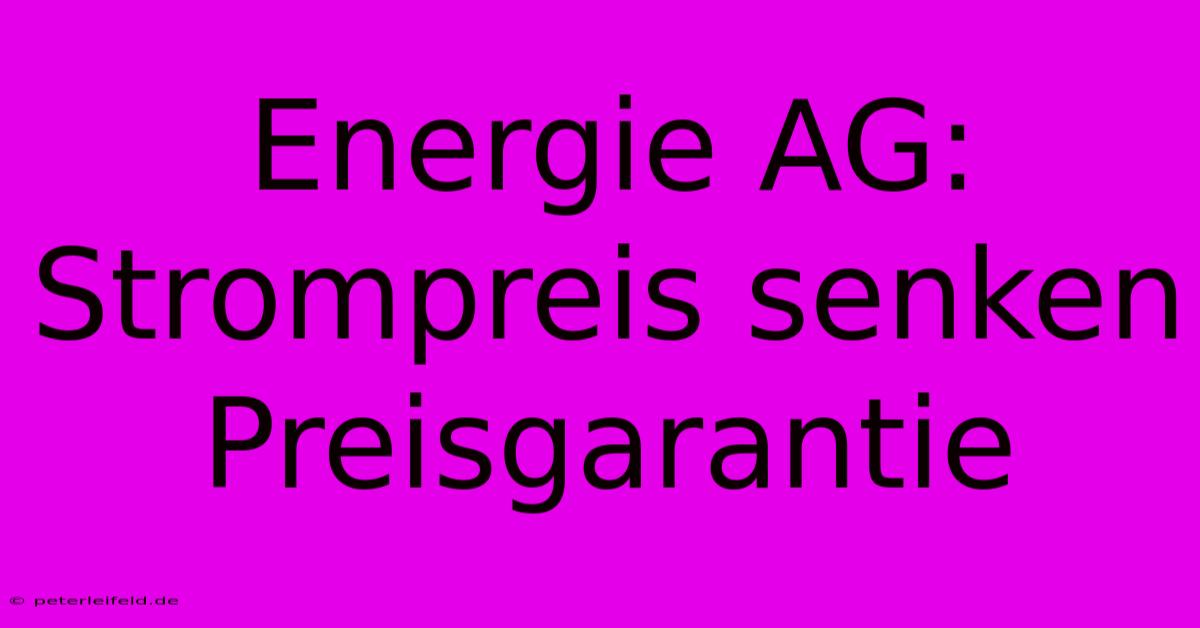 Energie AG: Strompreis Senken Preisgarantie