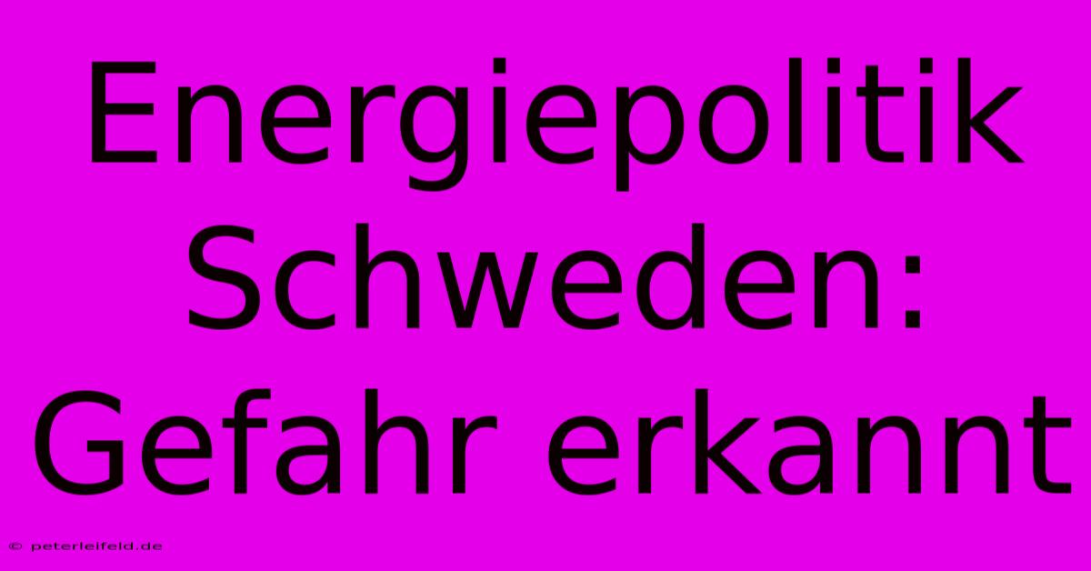 Energiepolitik Schweden: Gefahr Erkannt