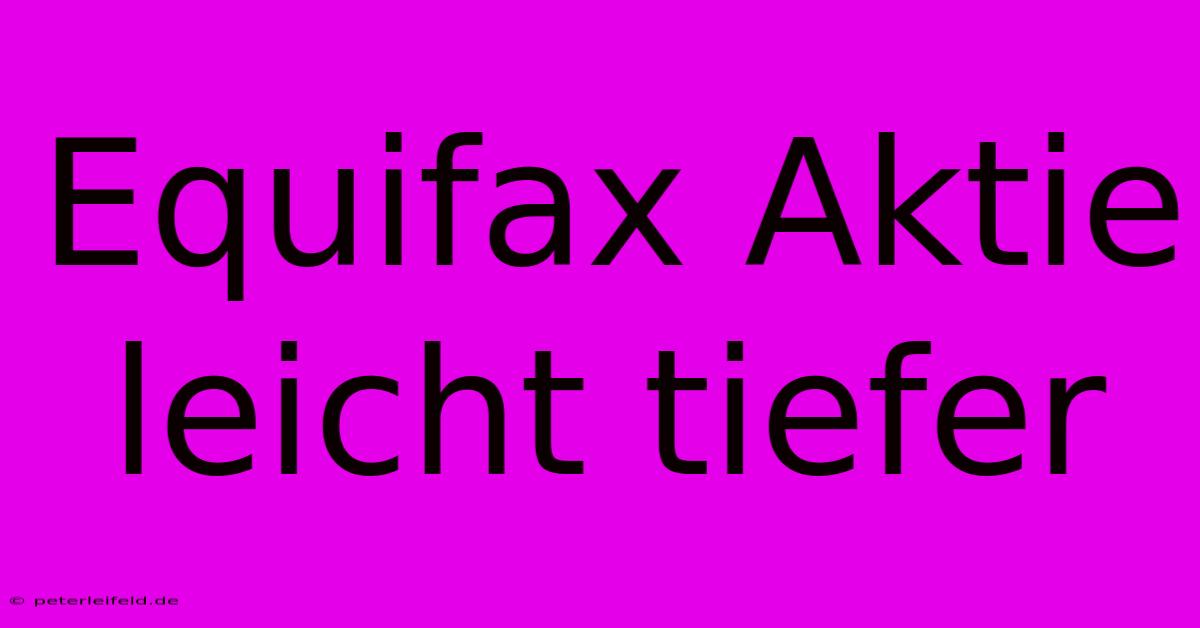 Equifax Aktie Leicht Tiefer