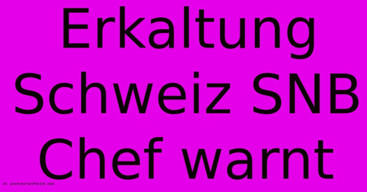 Erkaltung Schweiz SNB Chef Warnt