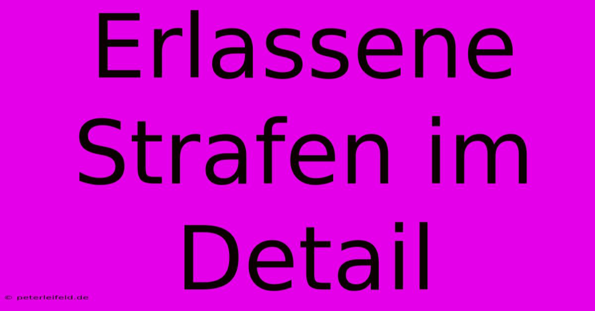 Erlassene Strafen Im Detail