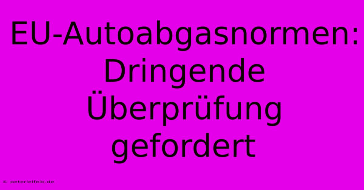 EU-Autoabgasnormen:  Dringende Überprüfung Gefordert