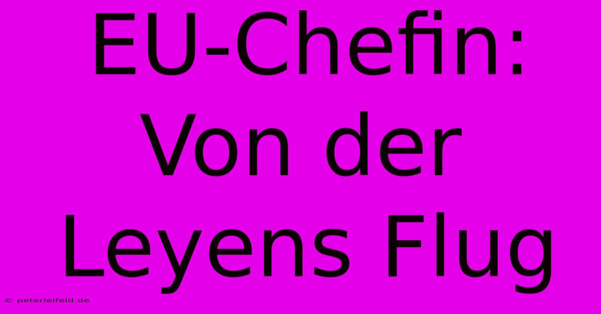 EU-Chefin: Von Der Leyens Flug