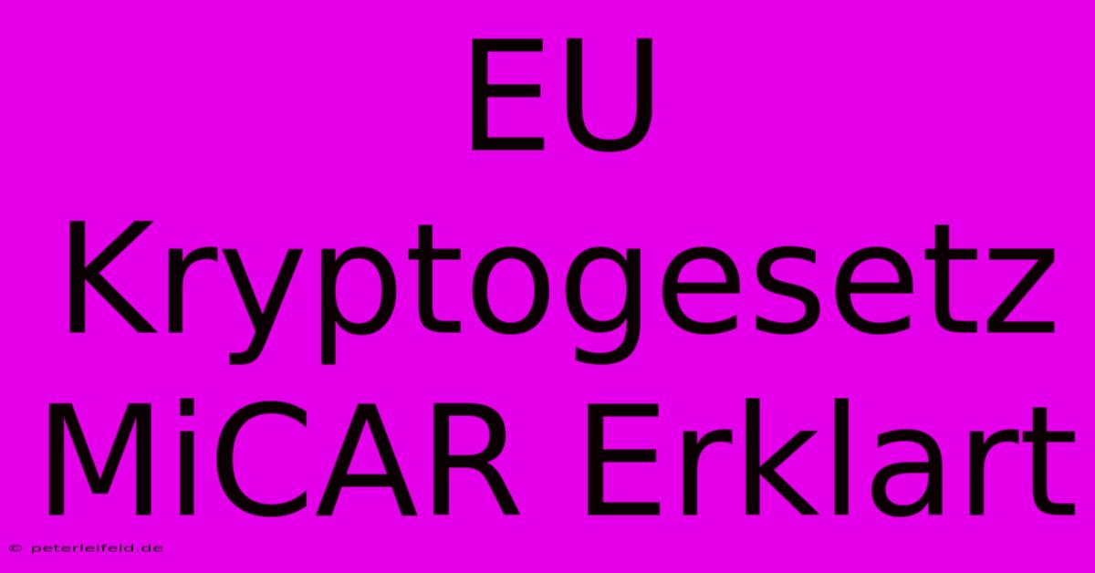 EU Kryptogesetz MiCAR Erklart