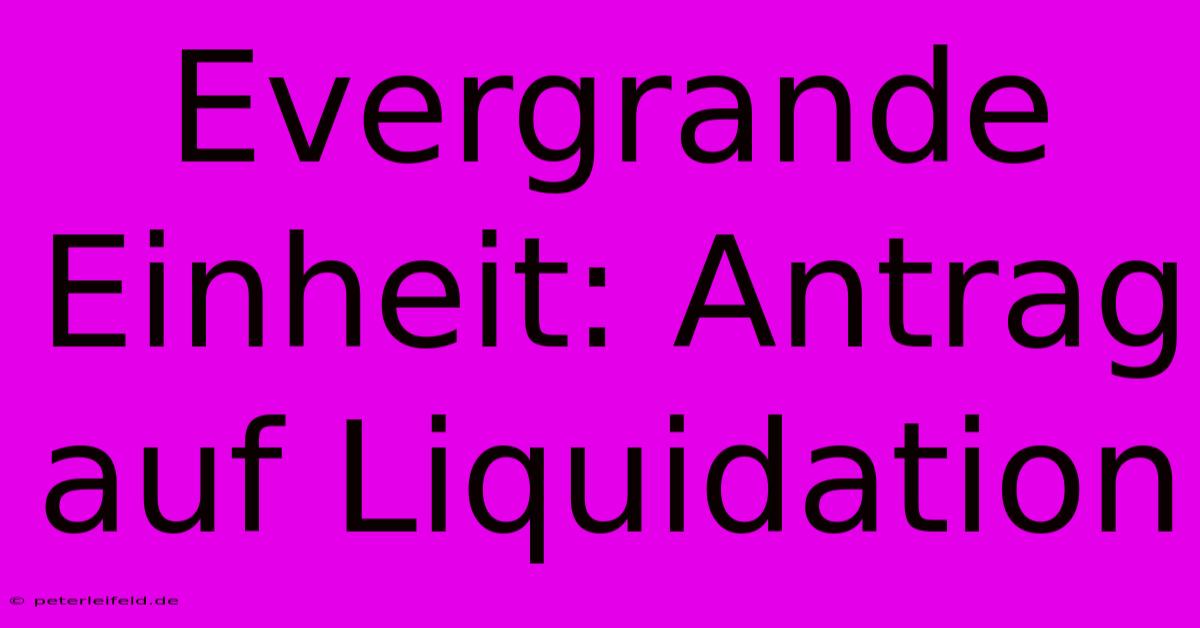 Evergrande Einheit: Antrag Auf Liquidation