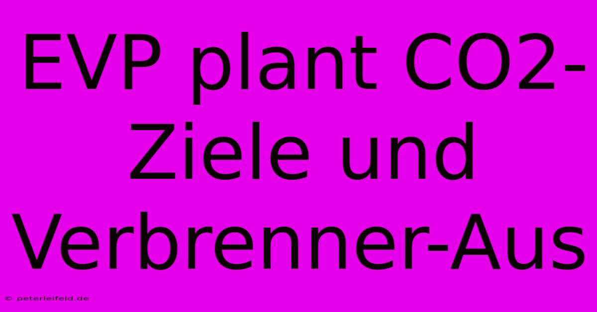 EVP Plant CO2-Ziele Und Verbrenner-Aus