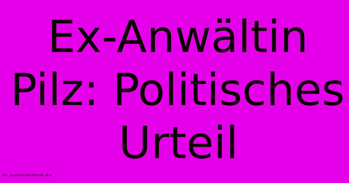 Ex-Anwältin Pilz: Politisches Urteil