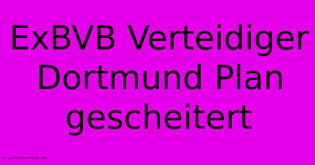 ExBVB Verteidiger Dortmund Plan Gescheitert