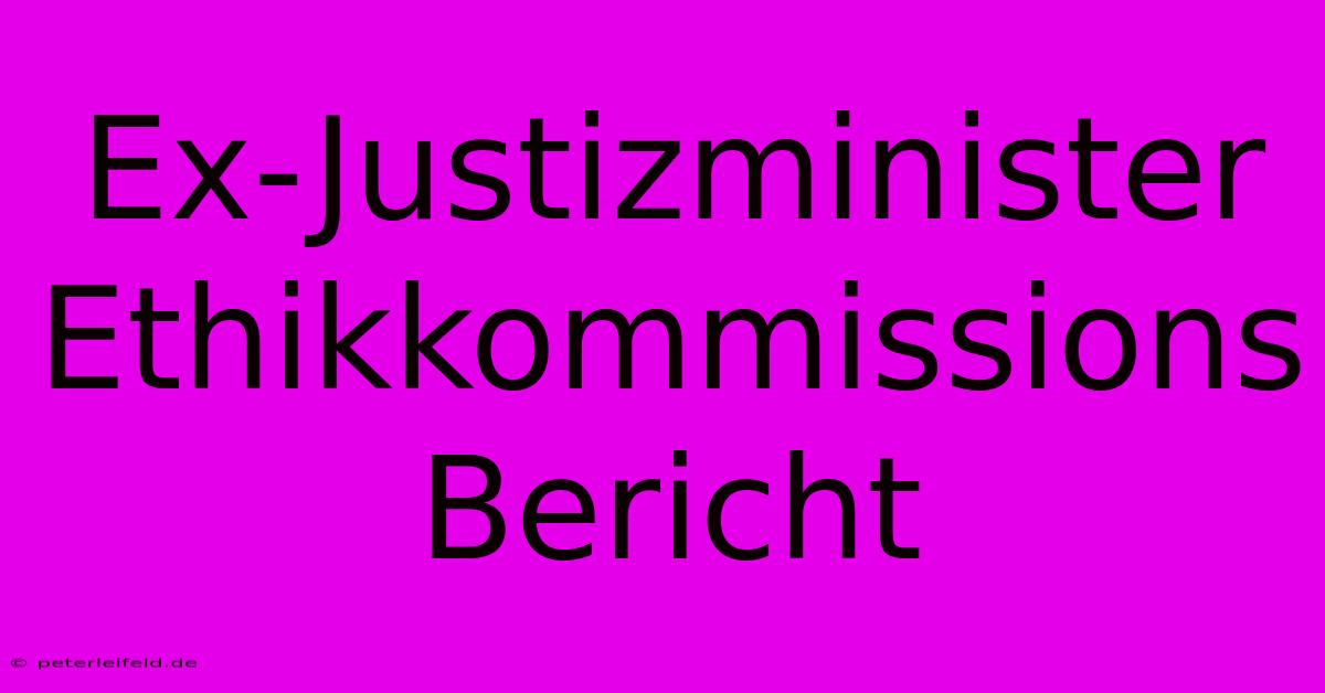 Ex-Justizminister Ethikkommissions Bericht