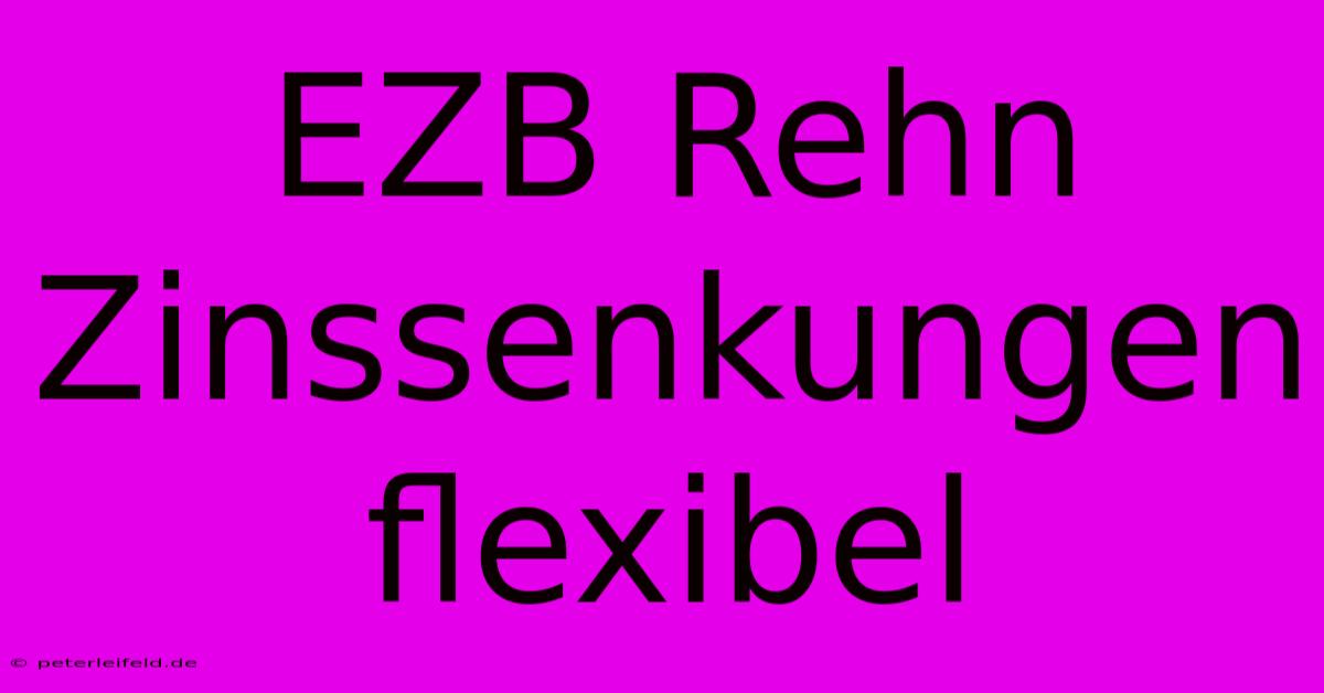 EZB Rehn Zinssenkungen Flexibel