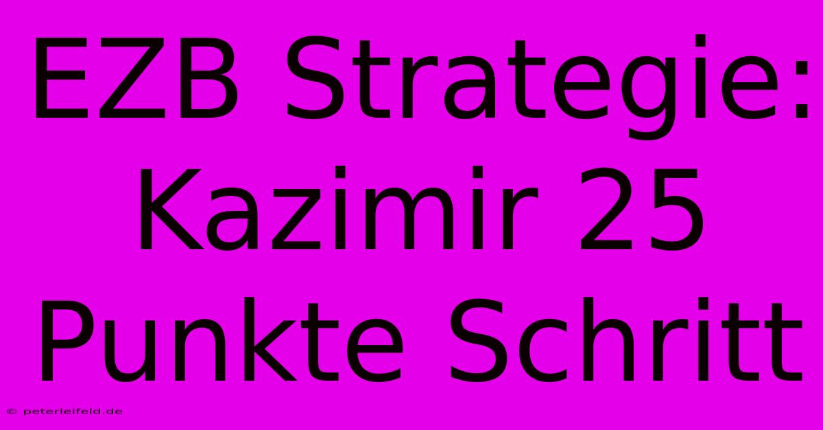 EZB Strategie: Kazimir 25 Punkte Schritt