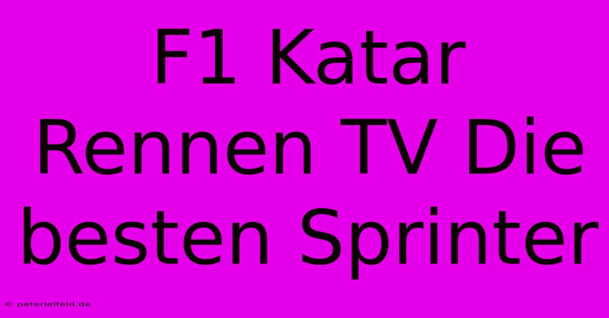 F1 Katar Rennen TV Die Besten Sprinter