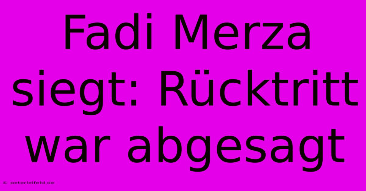 Fadi Merza Siegt: Rücktritt War Abgesagt