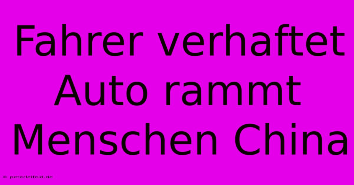 Fahrer Verhaftet Auto Rammt Menschen China