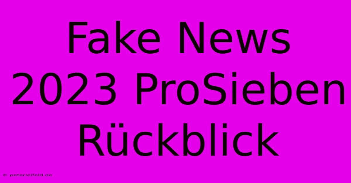 Fake News 2023 ProSieben Rückblick