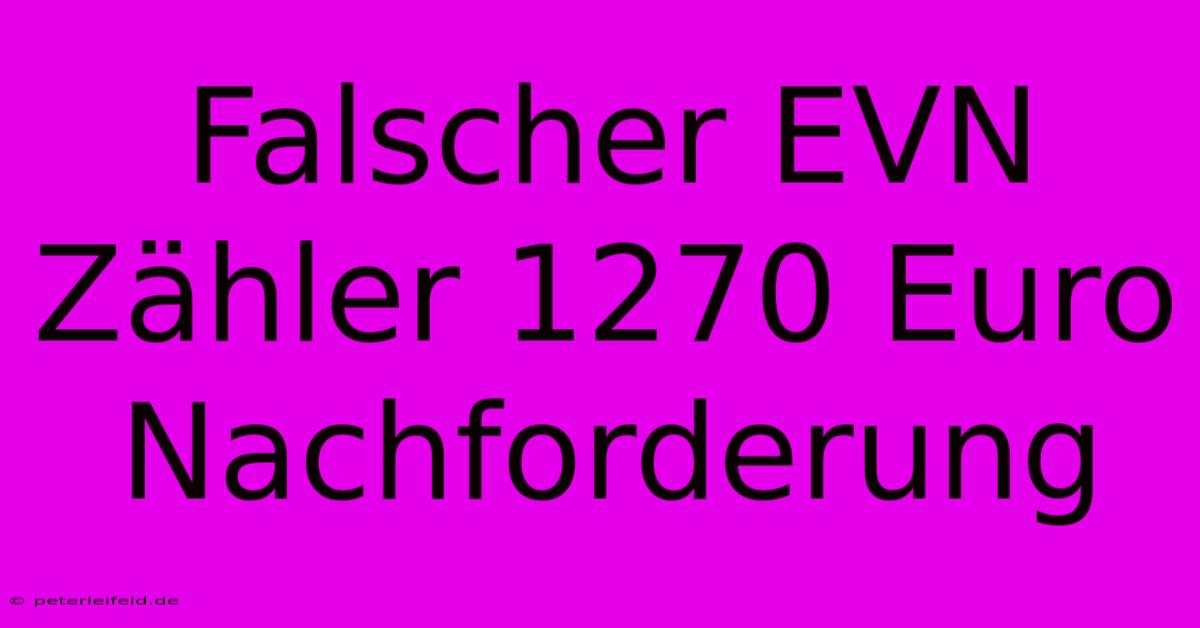 Falscher EVN Zähler 1270 Euro Nachforderung